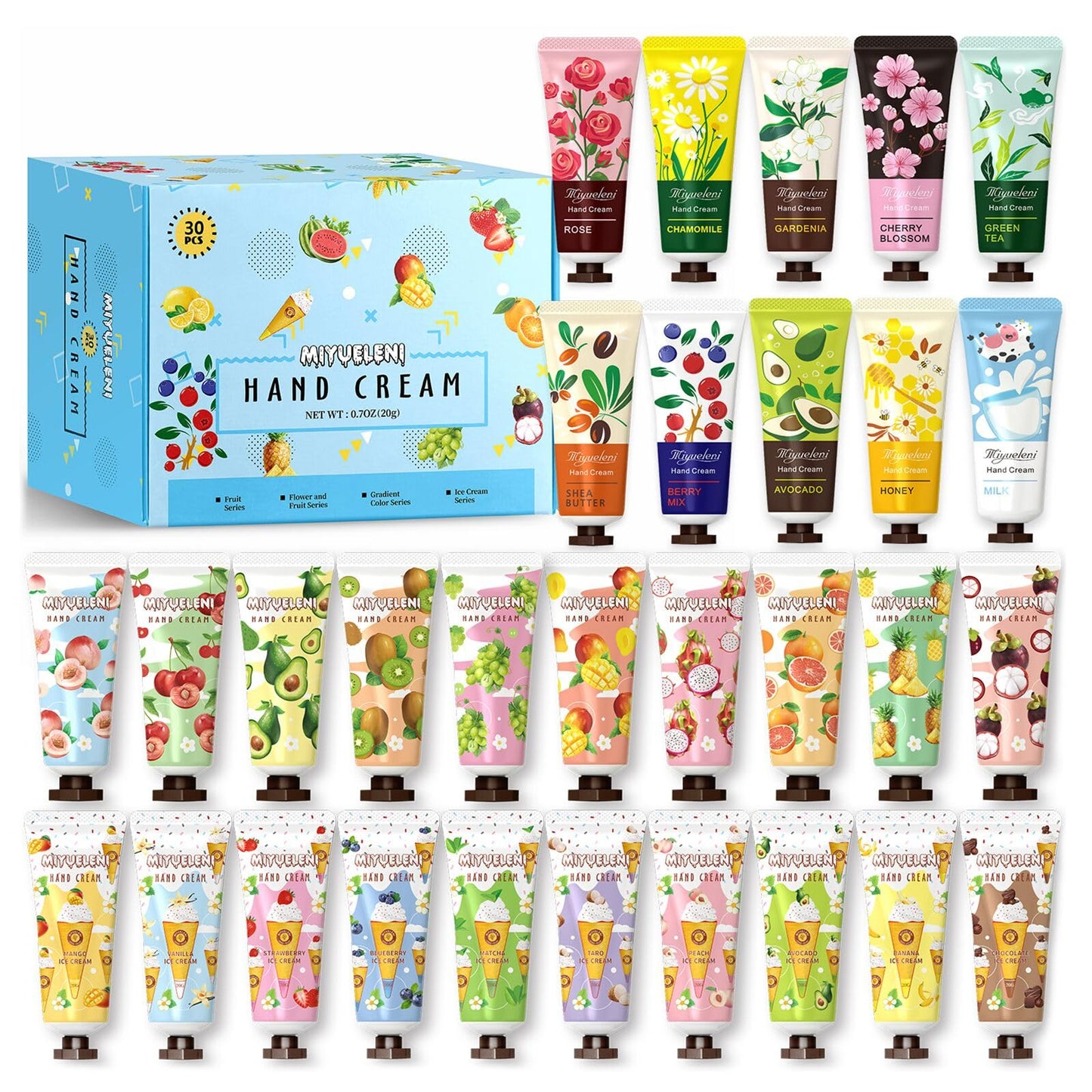 20 Pack Christmas Hand Lotion Gifts Set，Moisturizing Hand Cream for Women, Mini Travel Size Holiday Gifts, Stocking Stuffers & Bulk Gifts for Christmas Appreciation 30ml