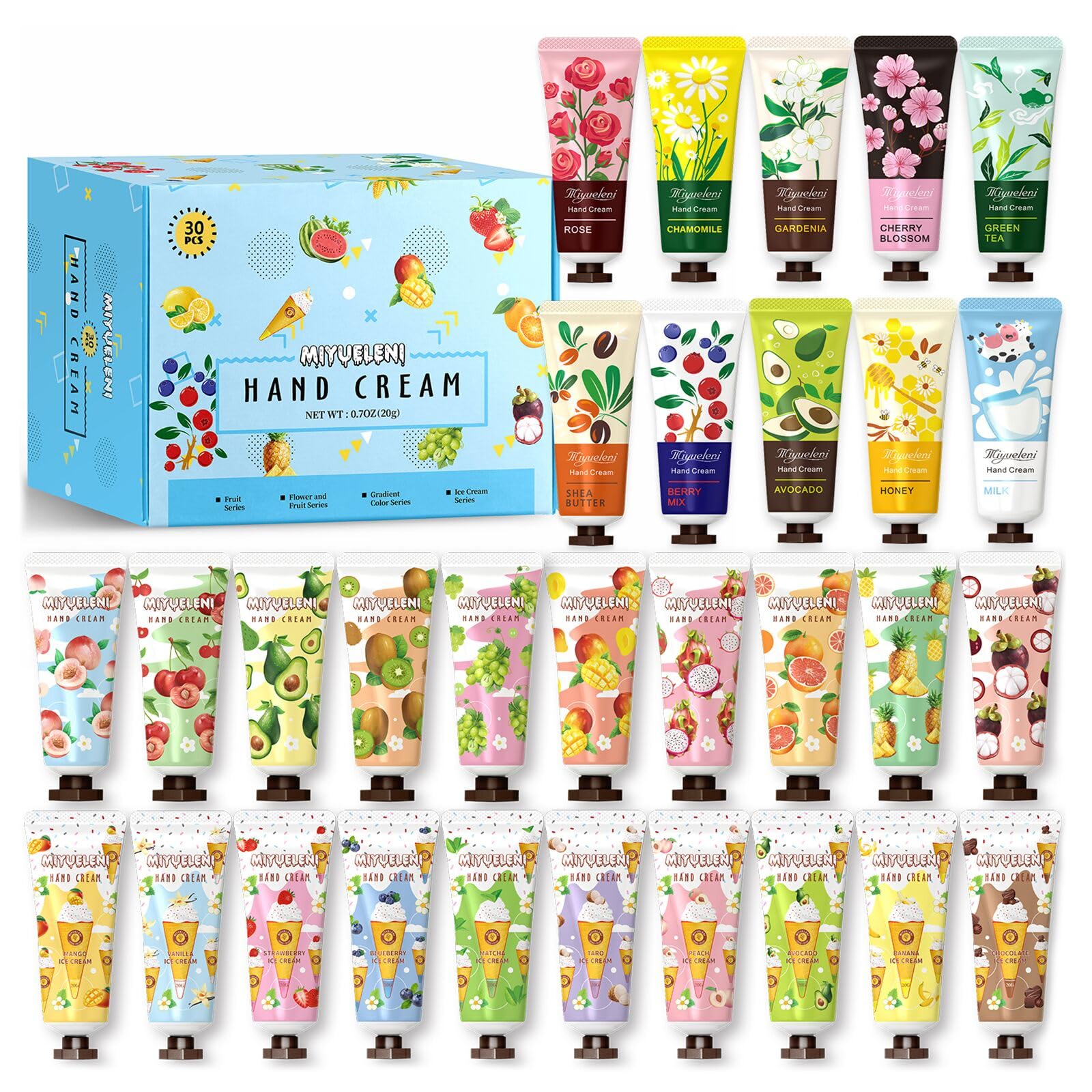 20 Pack Christmas Hand Lotion Gifts Set，Moisturizing Hand Cream for Women, Mini Travel Size Holiday Gifts, Stocking Stuffers & Bulk Gifts for Christmas Appreciation 30ml