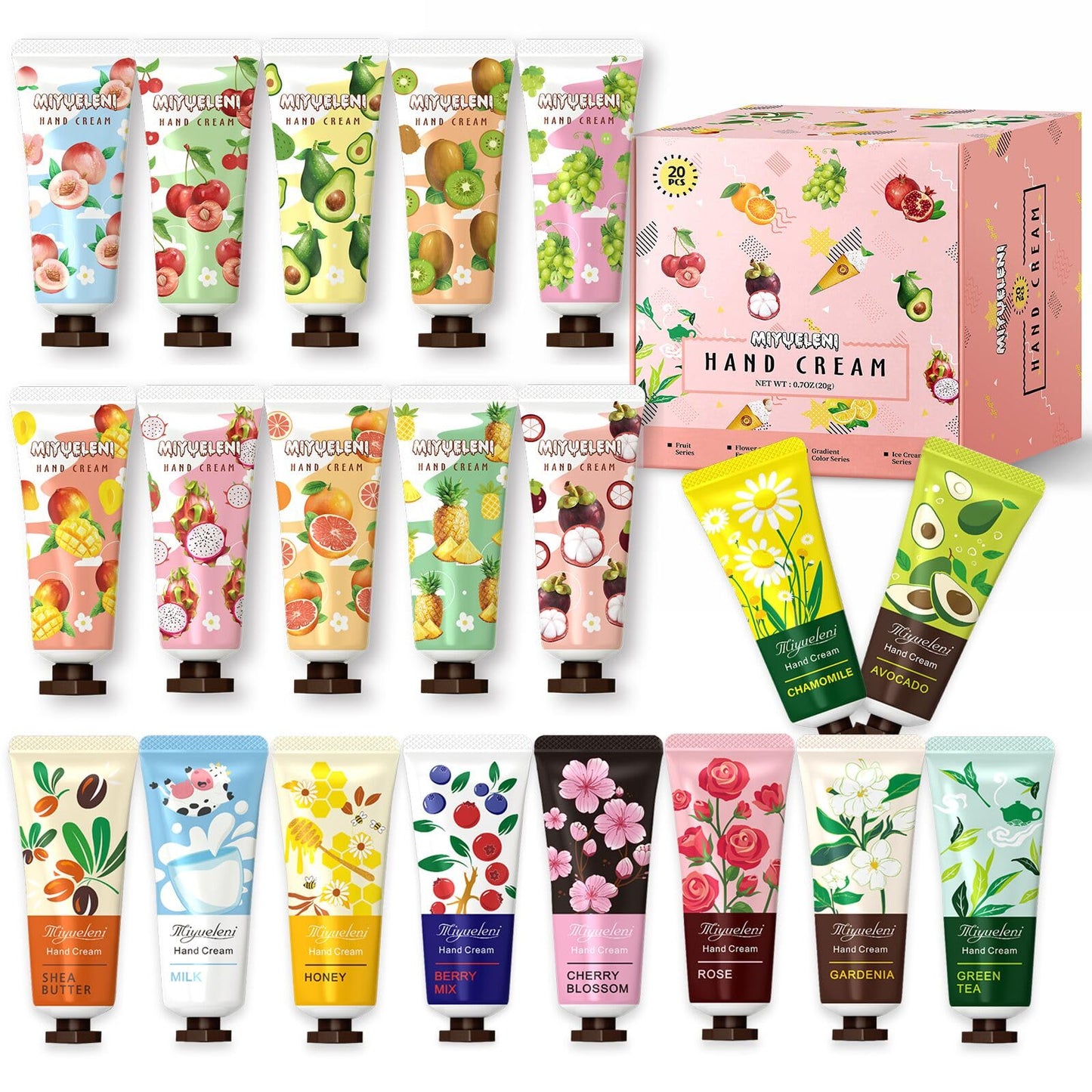 20 Pack Christmas Hand Lotion Gifts Set，Moisturizing Hand Cream for Women, Mini Travel Size Holiday Gifts, Stocking Stuffers & Bulk Gifts for Christmas Appreciation 30ml