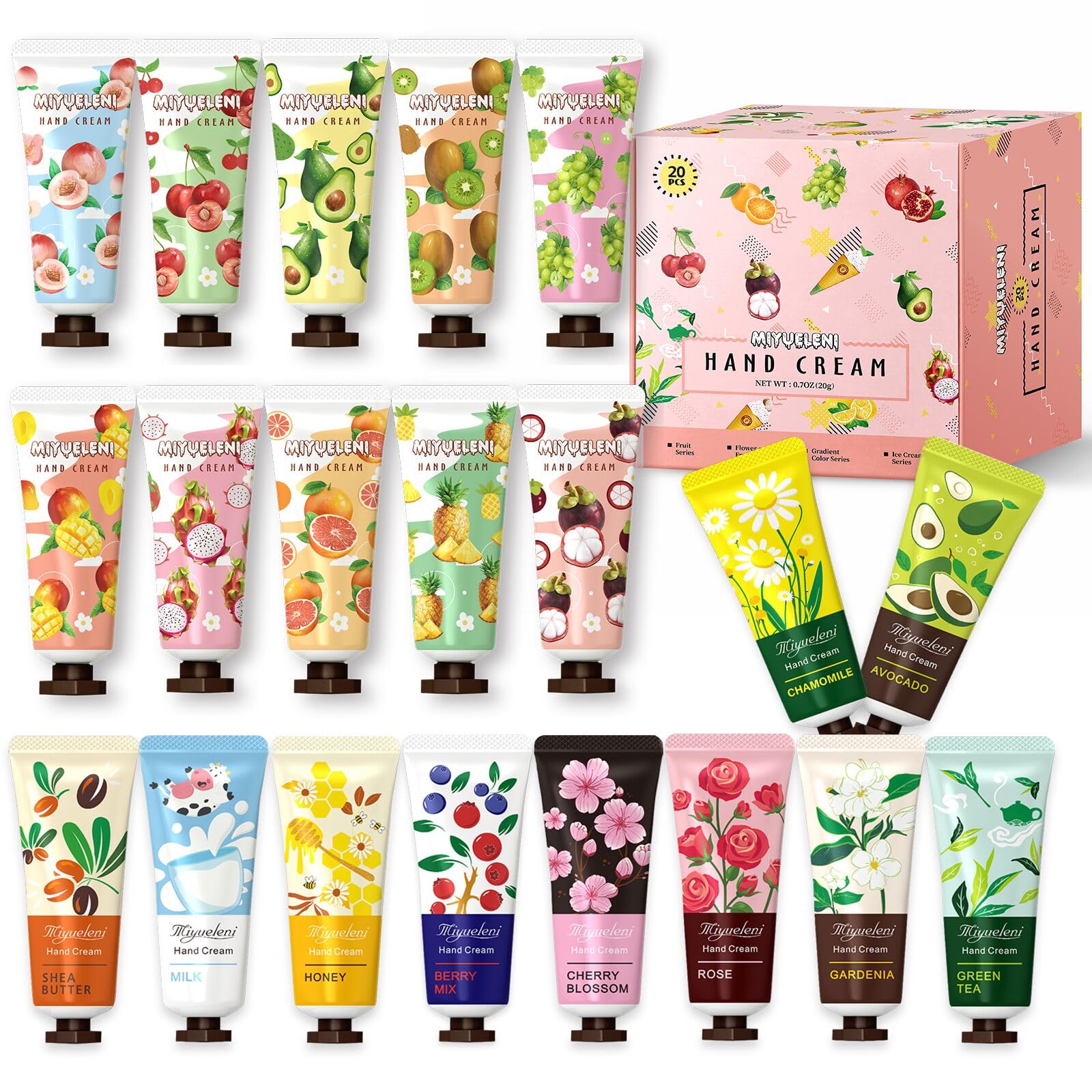 20 Pack Christmas Hand Lotion Gifts Set，Moisturizing Hand Cream for Women, Mini Travel Size Holiday Gifts, Stocking Stuffers & Bulk Gifts for Christmas Appreciation 30ml