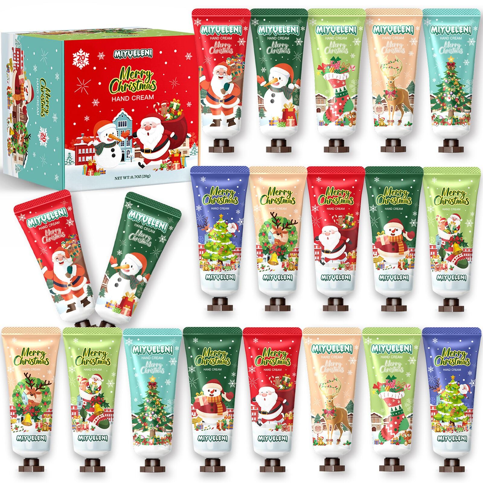 20 Pack Christmas Hand Lotion Gifts Set，Moisturizing Hand Cream for Women, Mini Travel Size Holiday Gifts, Stocking Stuffers & Bulk Gifts for Christmas Appreciation 30ml
